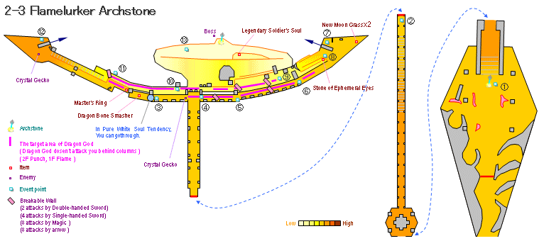 Demon's souls [2-3]Flamelurker Archstone's map