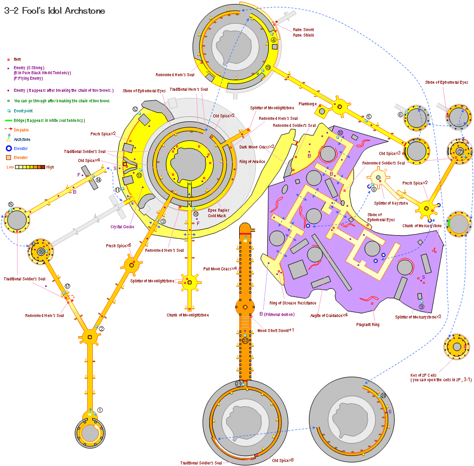 Demon's souls [3-2]Fool's Idol Archstone's map