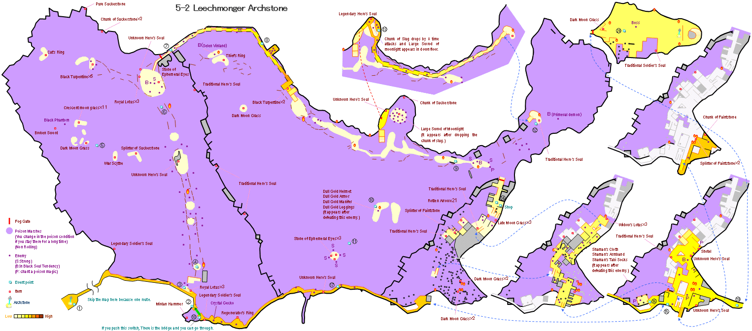 Demon's souls [5-2]Leechmonger Archstone's map